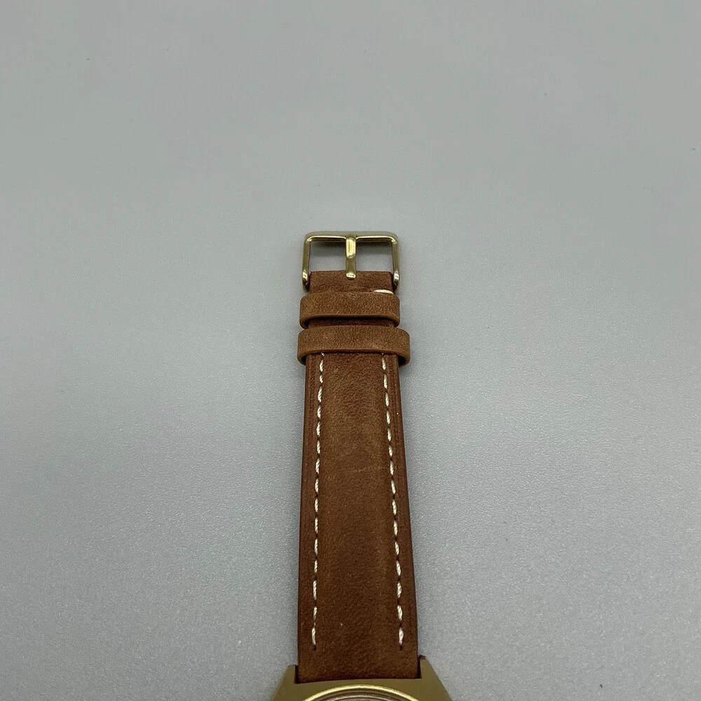 Vintage Phasar Mens Watch 35mm Y563-8430 Gold Tone Day Date New Battery